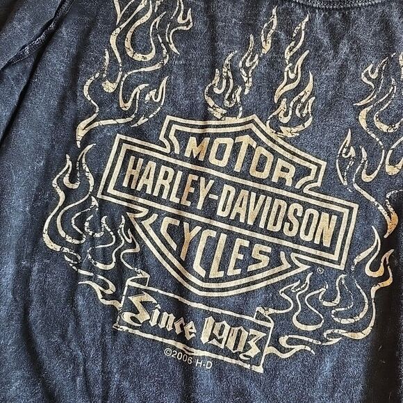 Harley Davidson Shirt Lightweight Cotton Rough Edges Y2k Womens M/L 2006 HD - Picture 2 of 9